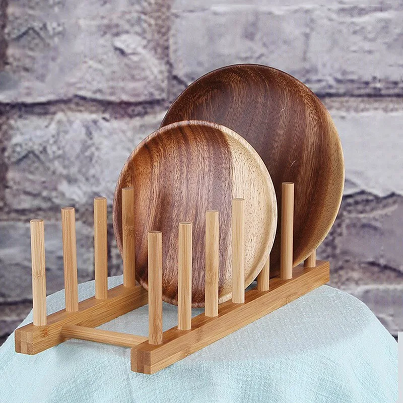 1Pc Drainer Foldable Wooden Dish Rack Kitchen Storage Plate Cups Stand Display Holder Drying Organizer | Дом и сад