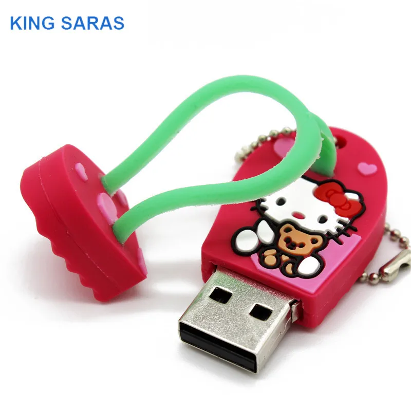 KING SARAS 64 Гб cartioon милый черный желтый синий цвет hello Kitty обуви usb флэш накопитель 2 0 4