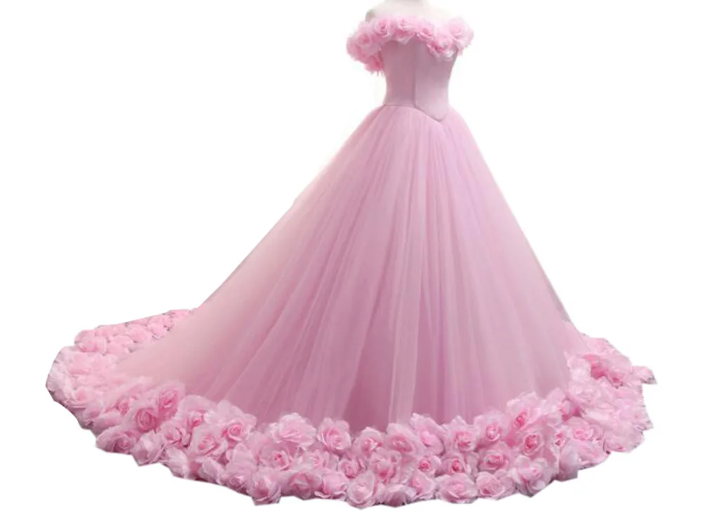 Женское Тюлевое платье принцессы розовое с вырезом лодочкой и цветочным принтом