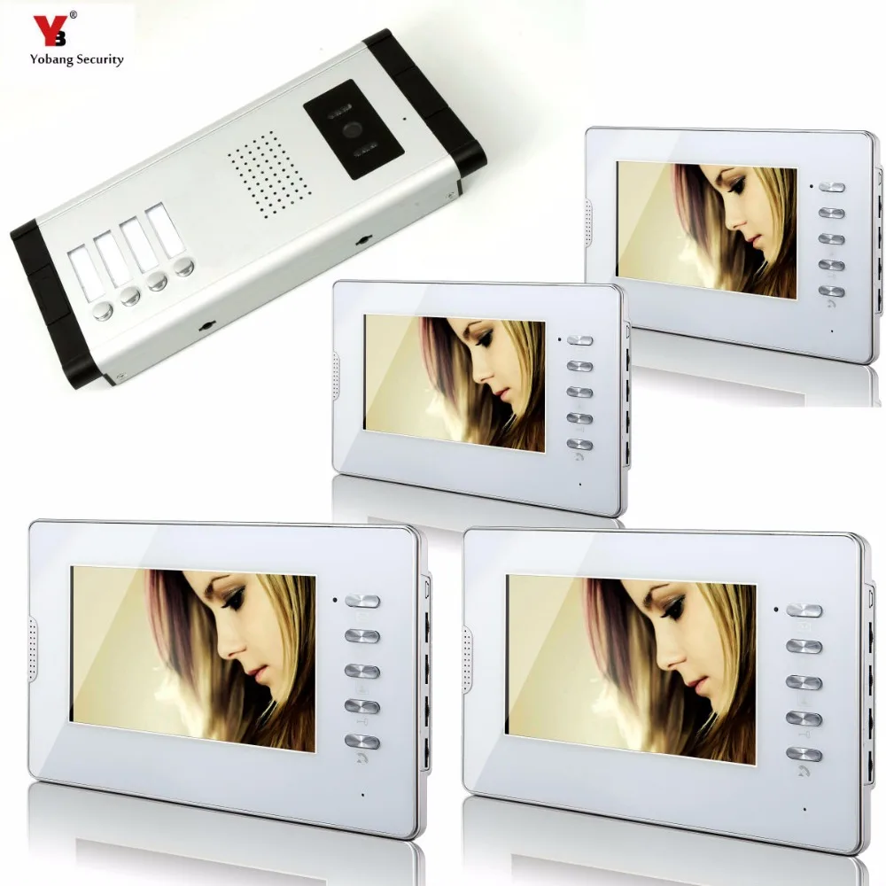 Yobang Security 7 &quotцветной видео дверной звонок для квартиры домофон 1 наружная камера +