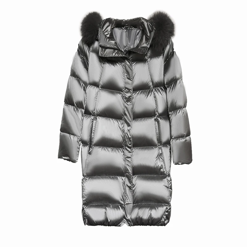 Зимняя куртка женская одежда гусиный пух пальто корейский лисий меховой