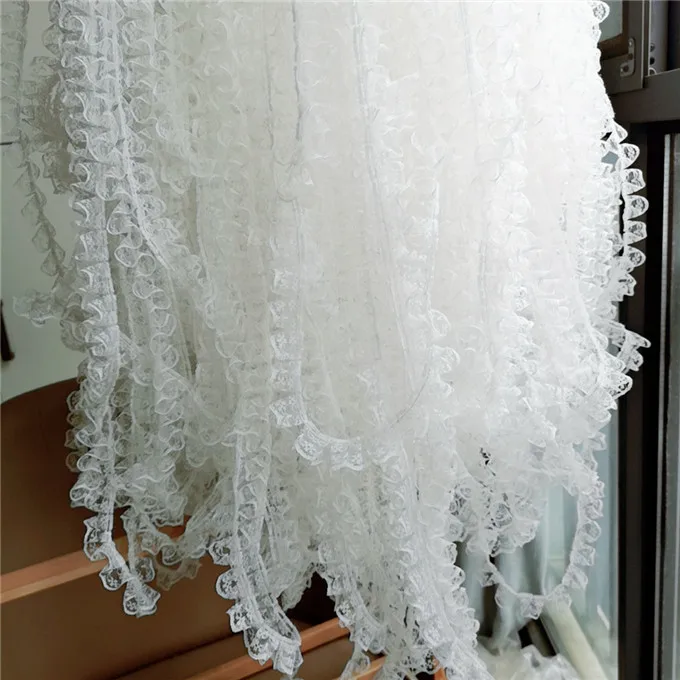 2.5CM Wide Luxury Tulle Lace Fabric 3D Pleated Cotton Embroidery Ribbon Collar Neckline Trim Decor DIY Sewing Guipure Supplies