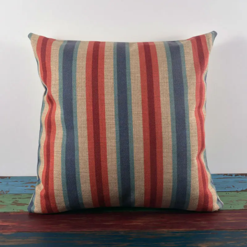 

LINKWELL 18"x18" Colorful Stripe Geometric Design Geometry Pink and Blue Burlap Throw Sofa Pillow Case Car Decor Cushion Cover