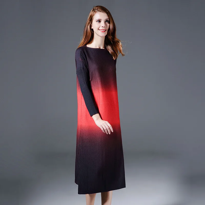 Новинка 2017 года сезон осень зима Большие размеры женские трикотажные длинное