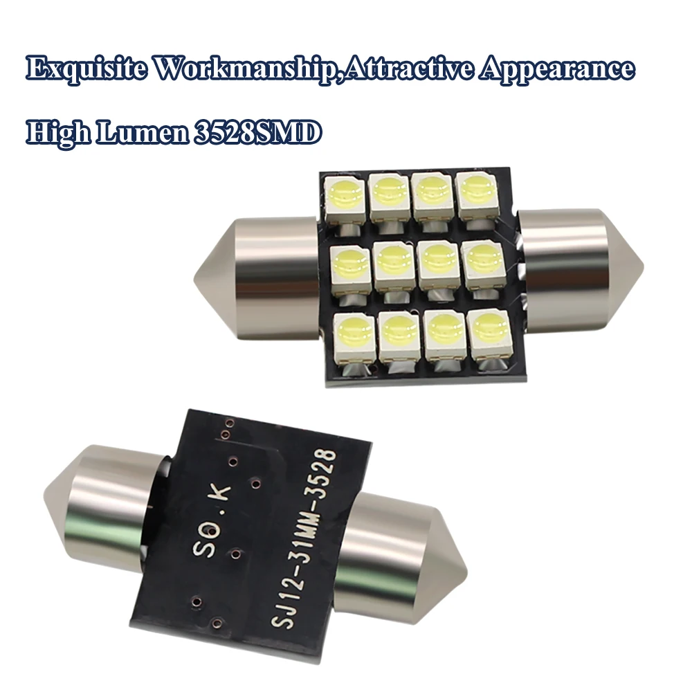 10 шт. гирлянда DE3022 DE3175 CANBUS 12 SMD 3528 Светодиодный лампы 31 мм белый лампа для авто