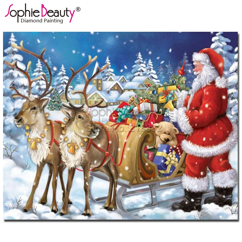 

Sophie Beauty DIY Алмазная картина крестиком Санта Клаус Deear Рождественский инструмент Стразы вышивка рукоделие подарки C635