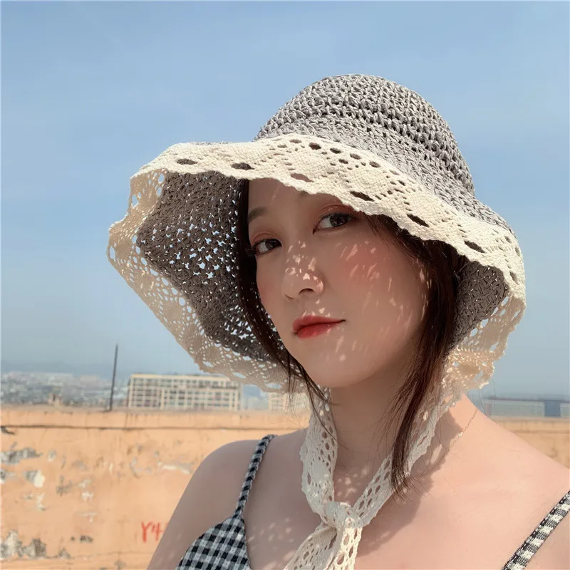 Sombrero женская соломенная шляпа от солнца Женская пляжная для девушек вязаная