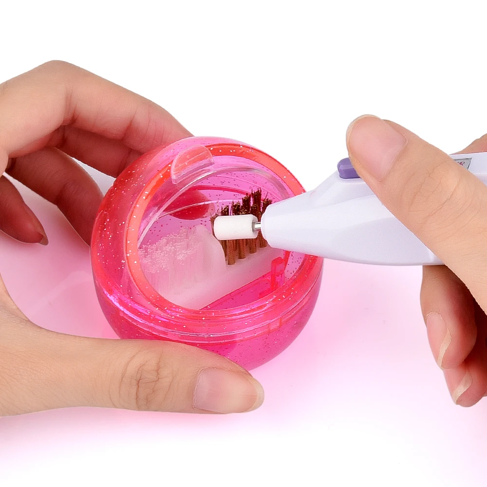 Металл и пластмасса щетка внутри ногтей искусство сверла Чистящая Коробка для