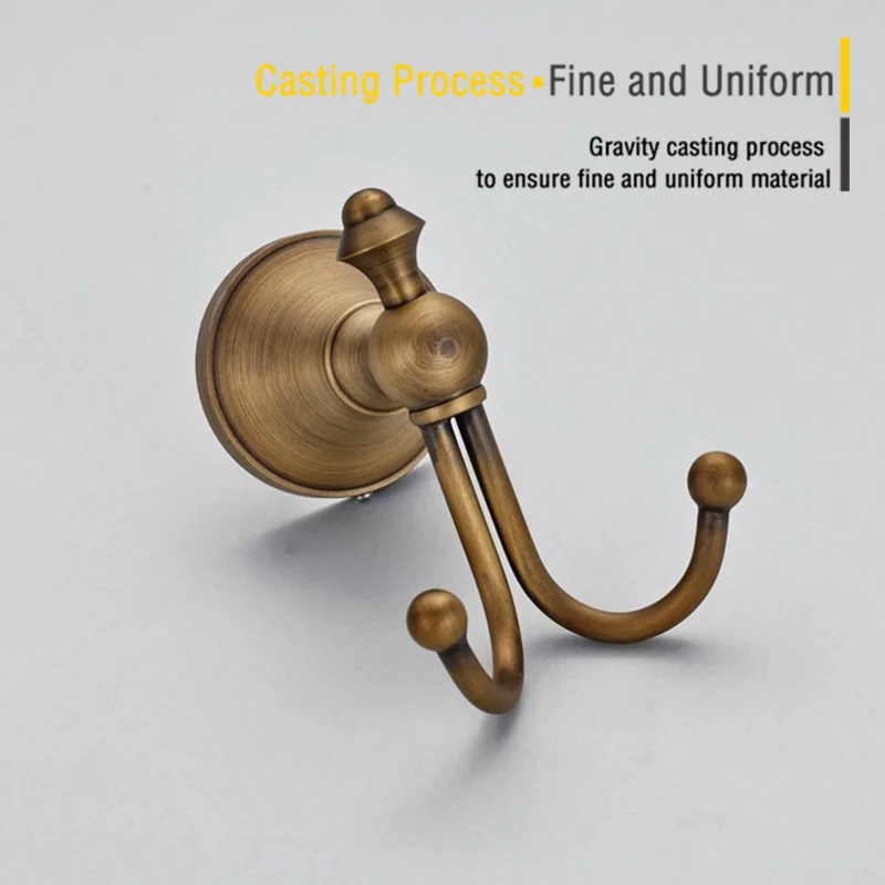 Античный двойной крючок для ванной комнаты клейкий настенный черный пальто