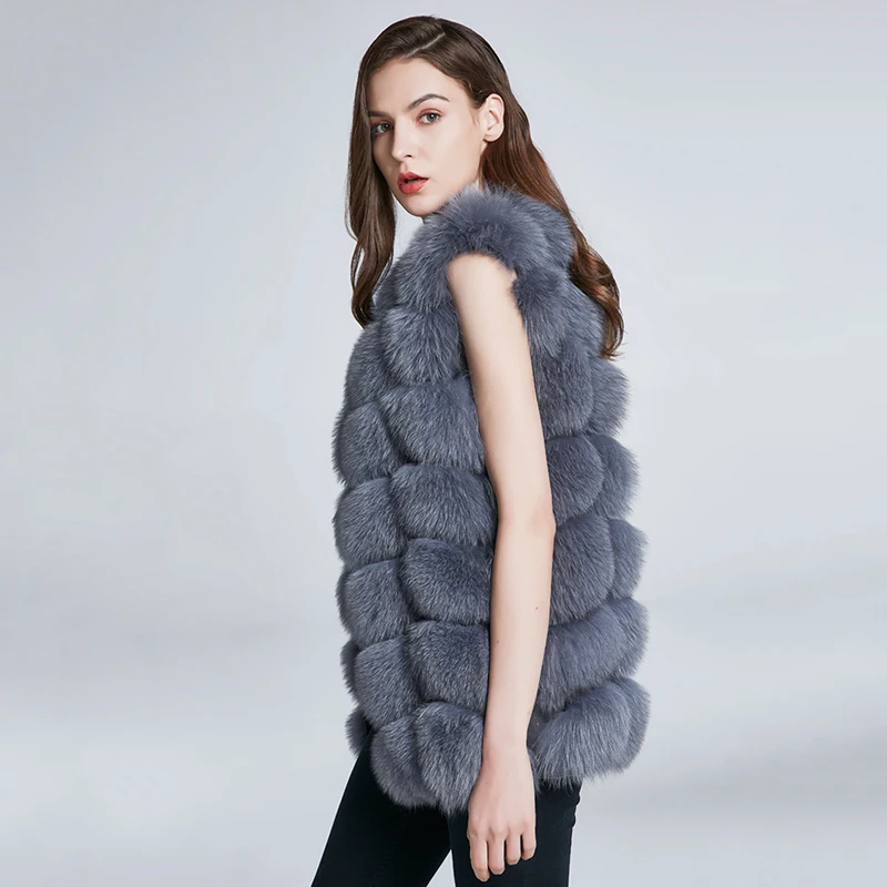 2019 Autumn And Winter New Whole Leather Fox Fur Grass Vest Vest In The Long Paragraph Slim Women'S Jacket New Square  Vest