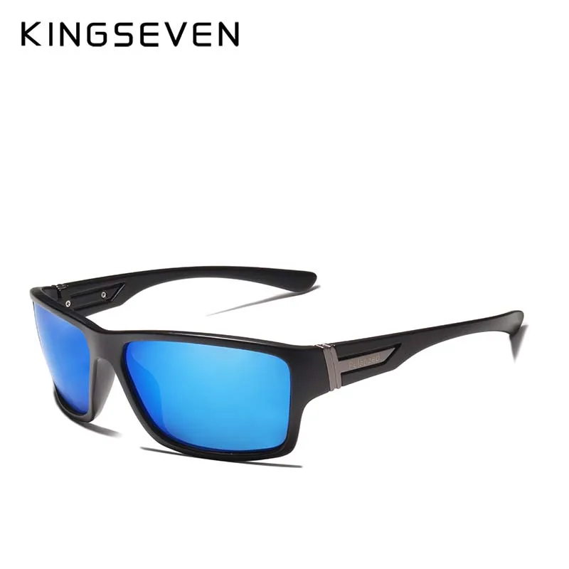 KINGSEVEN, брендовые поляризационные солнцезащитные очки для мужчин, дизайнерские мужские солнцезащитные очки для путешествий, вождения, Мужские квадратные очки ночного видения, очки - Цвет линз: BLUE