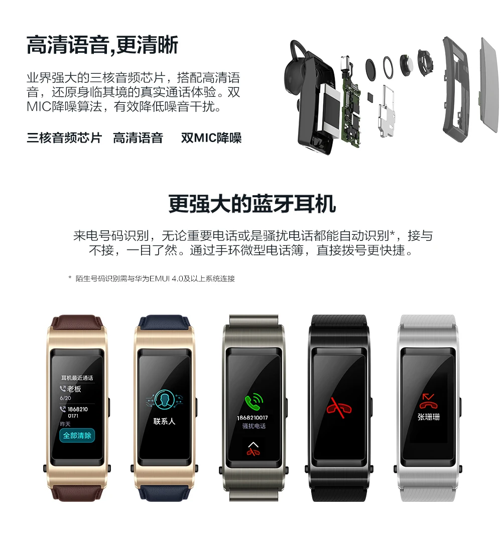huawei TalkBand B5 Talk Band Bluetooth умный Браслет носимые спортивные Напульсники сенсорный AMOLED экран вызов наушники группа