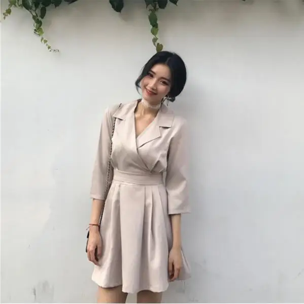 Винтажное платье рубашка летнее новое с коротким рукавом v образным вырезом vestidos