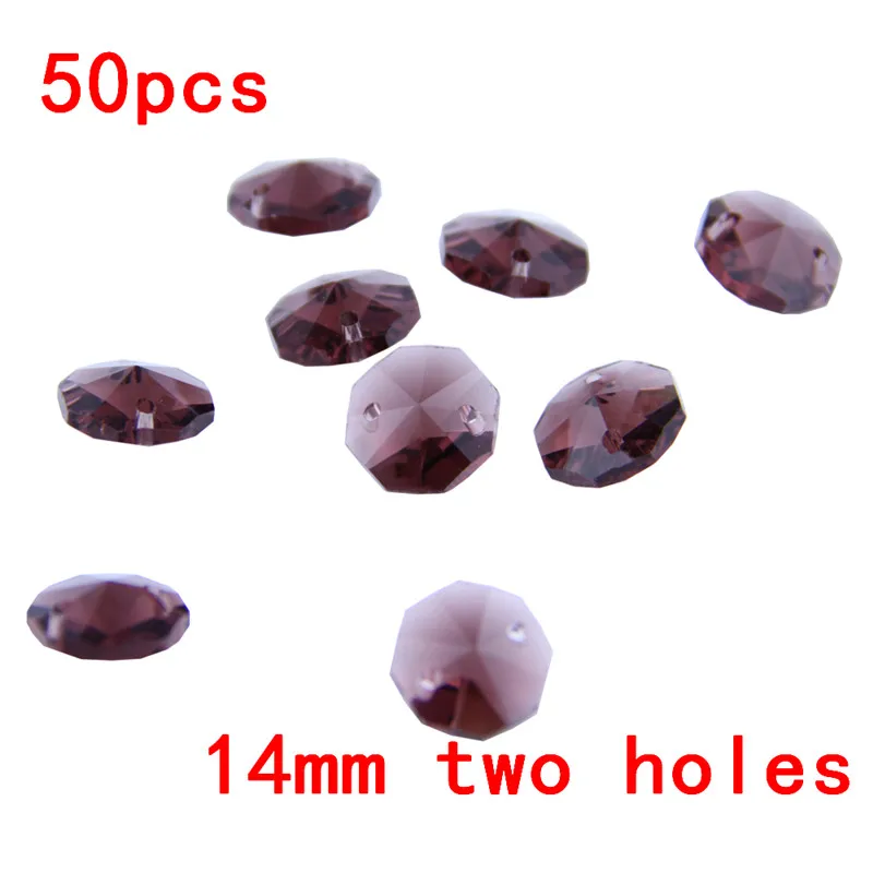 

Amethyst 50pcs 14mm Diy Crystal Chandelier Beads In 2 Holes,Topper Crystal For Garland Strand Beads,Wedding Party Decoration