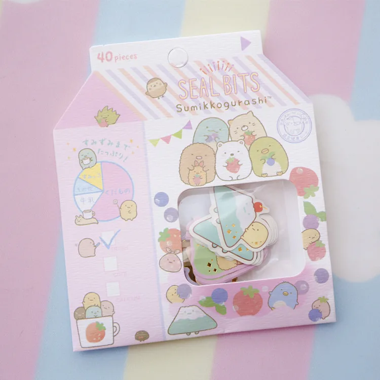 40 шт./упак. Kawaii Сумико гураши Rilakkuma золото декоративная штамповка Стикеры альбом-ежедневник DIY рукоделие этикетка