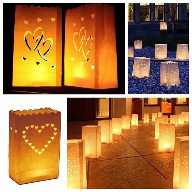 Фестиваль фонарь сердце чайный свет держатель Luminaria Бумажный Фонарь Свеча Сумка