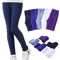 spring summer girls elastic skinny pants solid color kids stretch trousers 3 12yrs children lmitation denim fabric jeans pants
