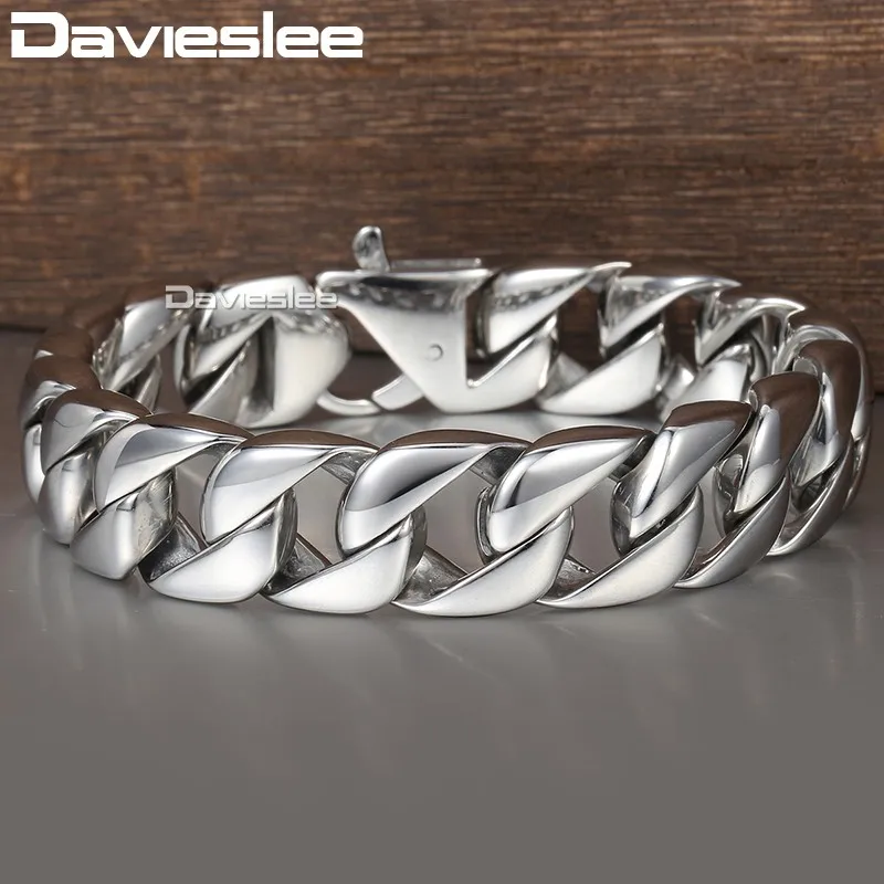 Браслет Davieslee мужской из нержавеющей стали 316L Ювелирное Украшение кубинской
