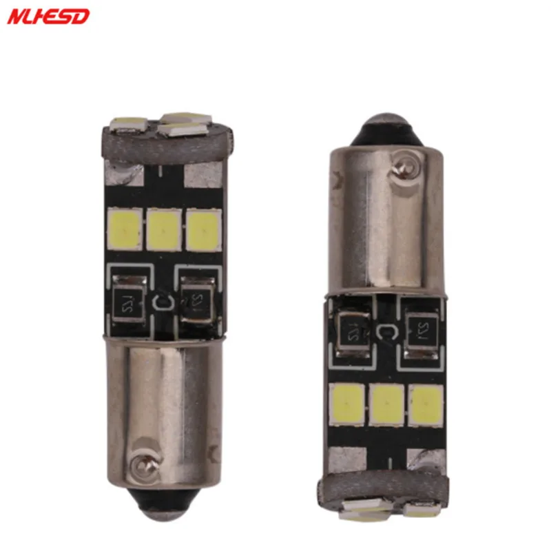 

10PCS BA9S T4W H6W 2835 SMD CANBUS White 9 LED Car Wedge Side Dome Map Reading License Plate Parking Light Lamp Bulb 12V