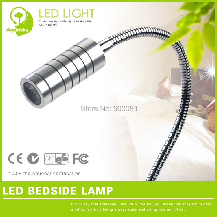 Silver 1W LED Bed Headboard Reading Light AC220V Aluminum luminaria de mesa for Hotel Beds gooseneck led lamp Free Shipping | Лампы и