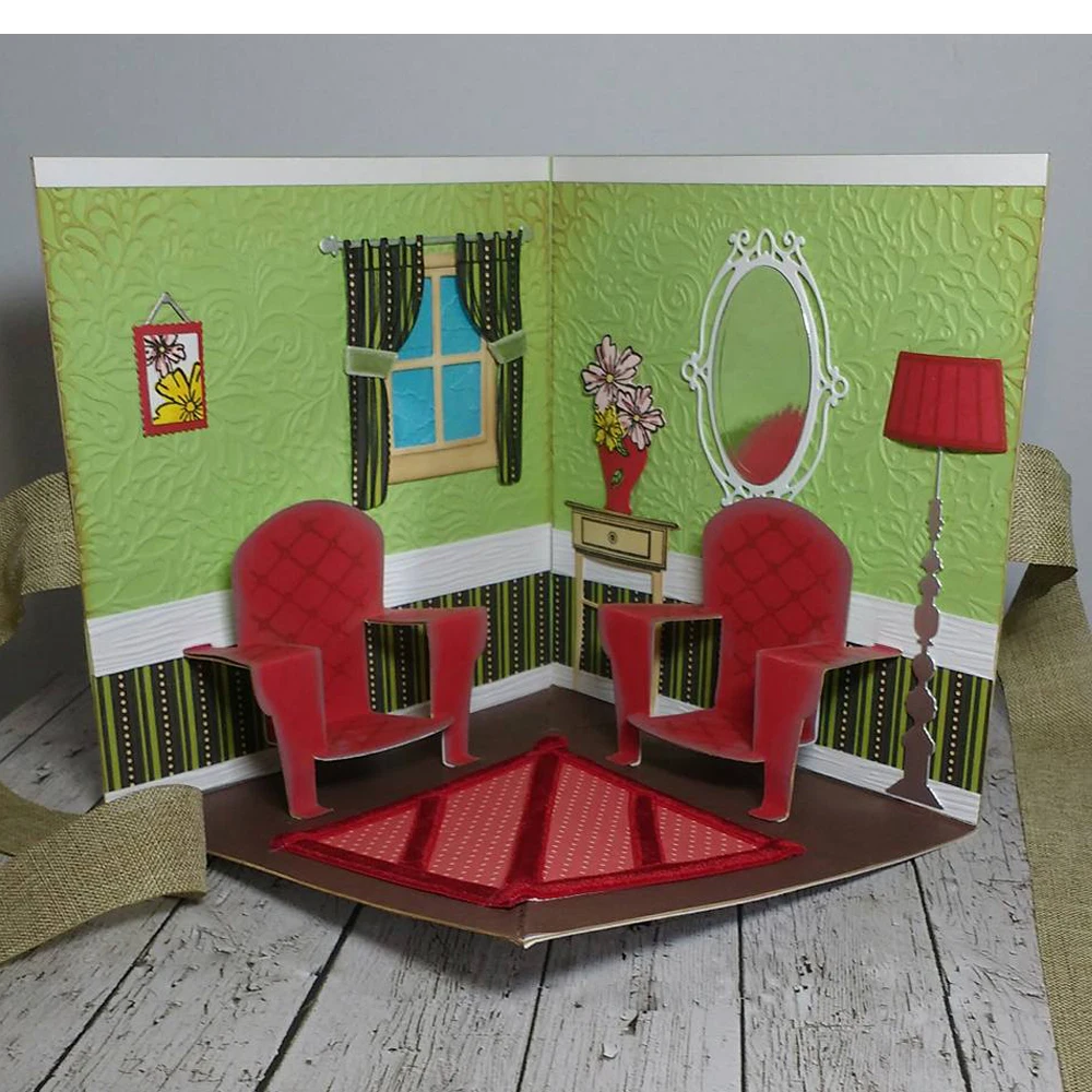 Furnitures Windows Shape Metal Cutting Dies Stencil Scrapbook Album Embossing For Gift Card Making Handcraft Decor
