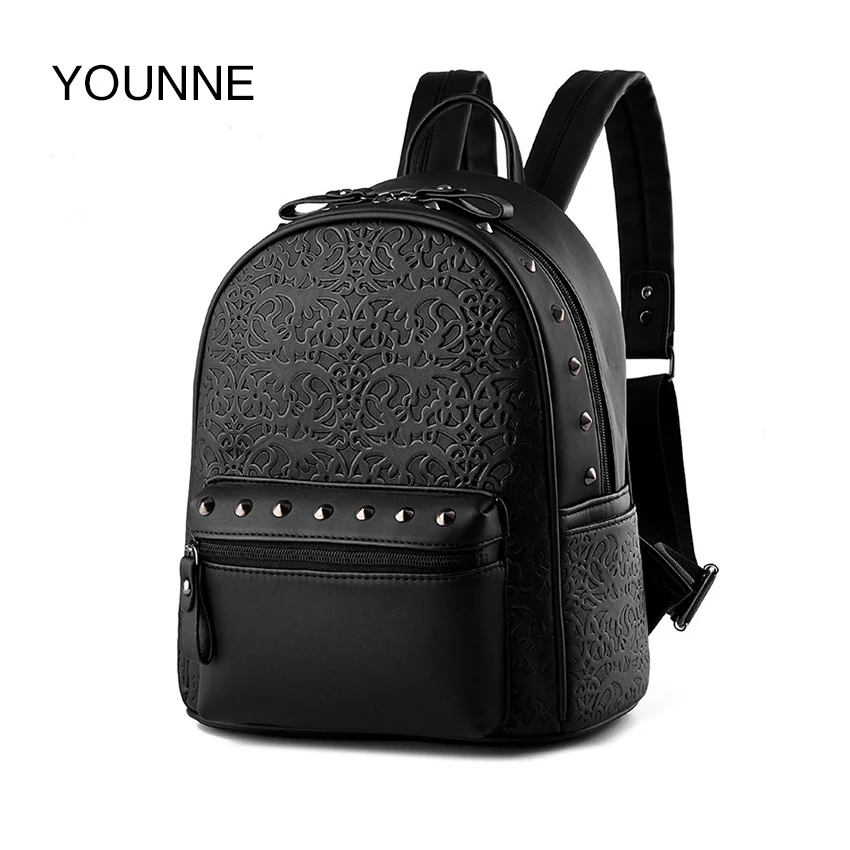 YOUNNE кожаный рюкзак школьный повседневный для женщин|solid color backpack|backpack femalebackpack ladies