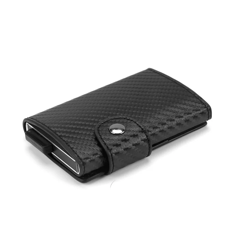 

2019 New Aluminium Alloy Credit Card Holder Wallet Antitheft Men PU Leather Wallets Automatic Pop Up Card Case Metal Card Holder