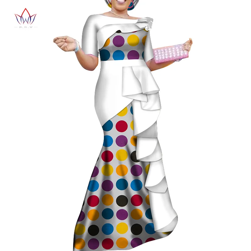 Vestidos африканские платья для женщин Дашики элегантное вечернее платье размера плюс Srapless традиционная африканская одежда WY4152 - Цвет: 5