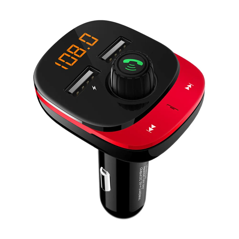 red Fm-передатчик, автомобильный комплект громкой связи, Bluetooth 5,0, MP3 плеер, поддержка TF карты, U диск, 3.4A, быстрое двойное USB зарядное устройство, адаптер питания для авто - Название цвета: red
