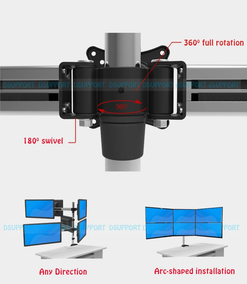 MD3006 полный движения вращающийся 6 экран 1"-27" ЖК светодиодный настольная подставка для монитора зажимное крепление гибкий дисплей Кронштейн Стенд