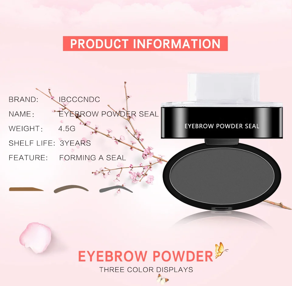 3 вида цветов Тени для бровей с водонепроницаемым штамп долговечная пудра