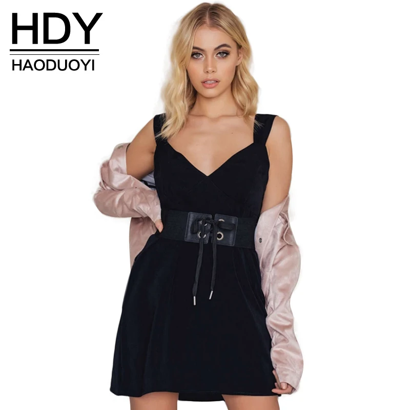 Платье на бретельках HDY Haoduoyi однотонное платье с треугольным вырезом в