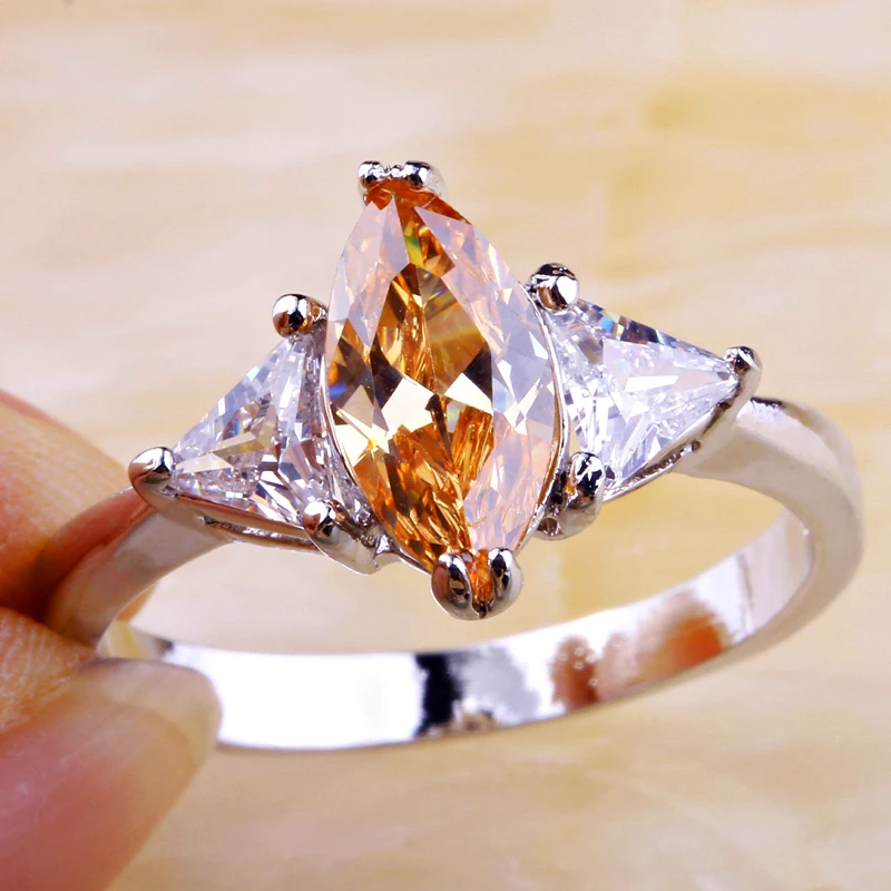 lingmei Free Shipping Purple Champagne Red Pink CZ AAA Silver Color Ring Fashion Women Jewelry Size 7 8 9 10 Wholesale | Украшения и