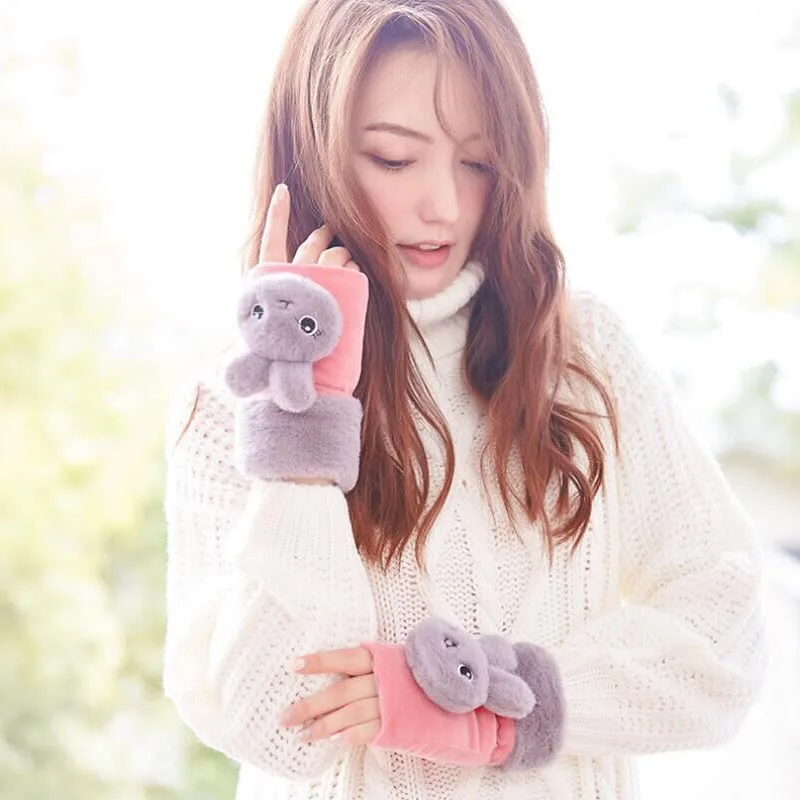 SUOGRY зимние сапоги из замши для женщин любит теплые перчатки без пальцев бархат