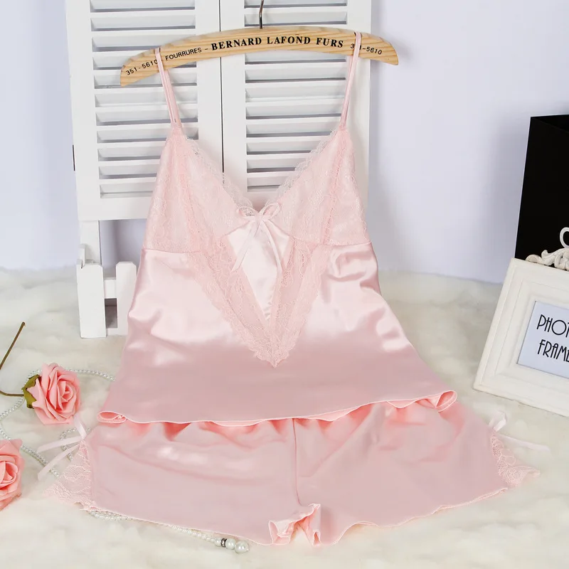 Новая женская пижама с V образным вырезом кружевная Женская одежда для сна