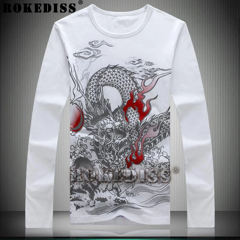 Новейший Китайский стиль С Длинным рукавом мужская Футболка Стильный Tide Бренд