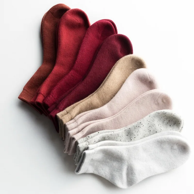 pure cashmere thick knit winter socks for unisex
