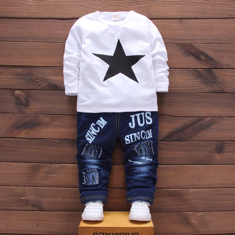 3pcs Cotton Letter Stars Jacket+T-Shirt+Jeans Autumn Winter Infant Overalls Baby Boys Clothing sets Newborn Formal suit |