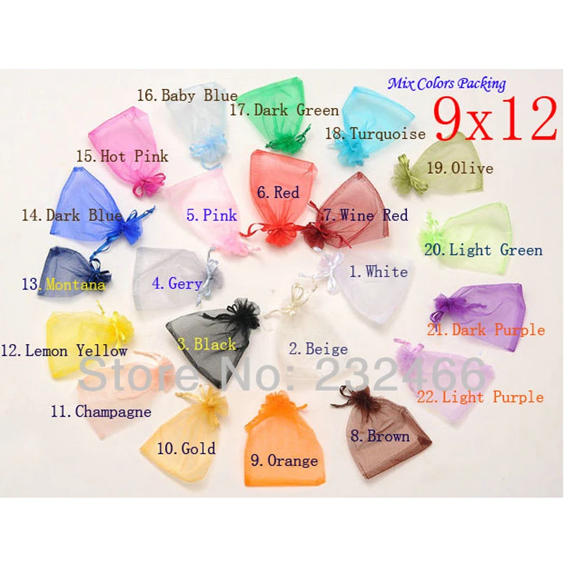 50pcs/lot 23 colors Drawable Organza Bags 9x12cm Party Wedding Gift Bag Jewelry Packaging Display &amp Pouches Multicolors | Дом и сад