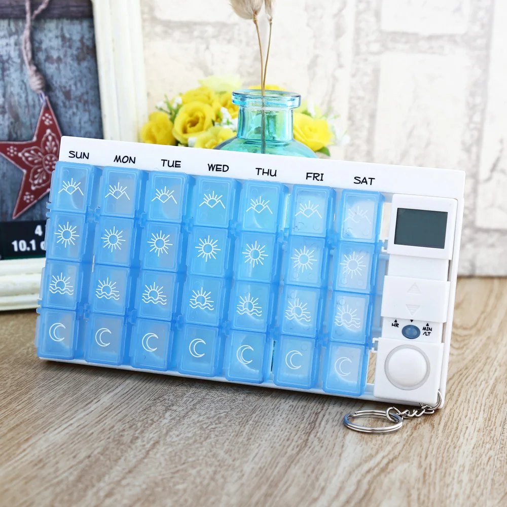 Еженедельные Смарт медицинский ящик для 28 сотовый ЖК-дисплей интеллигентая (ый)