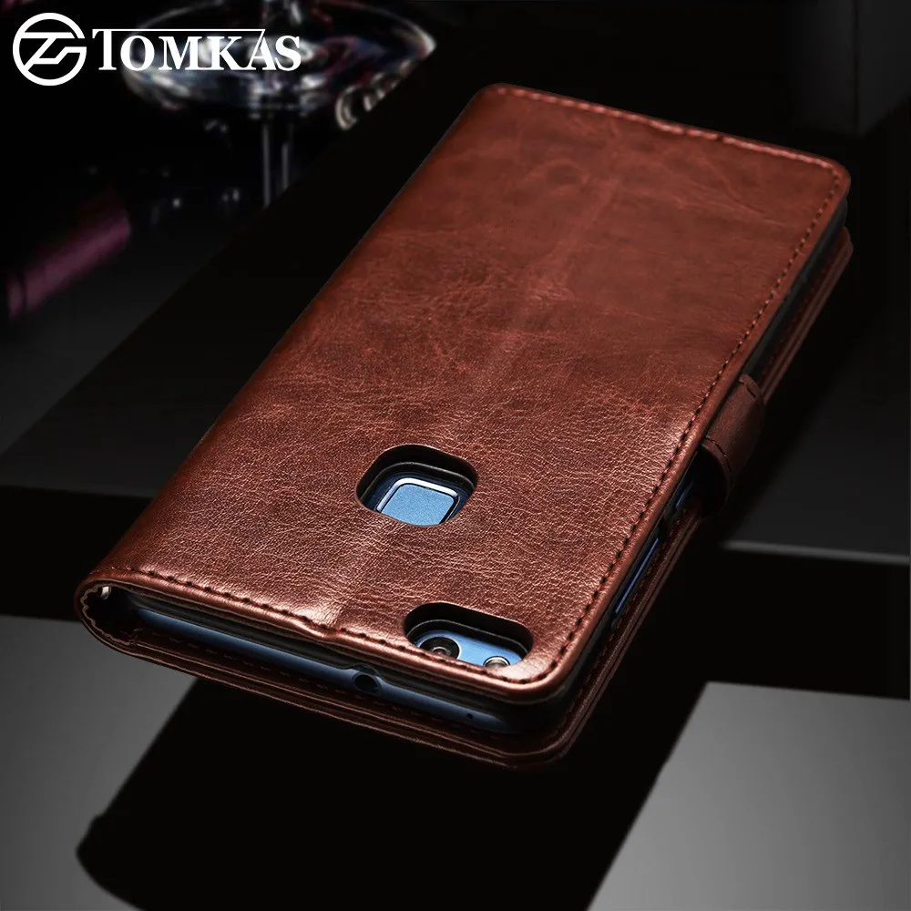 Tomkas Чехлы для huawei P10 Lite случае Filp Кожаный чехол телефона с отделением бумажника