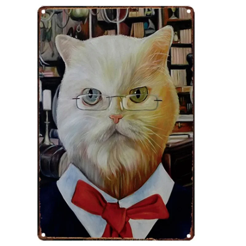 Элегантный металлический плакат в виде кошки потертый шикарный для украшения