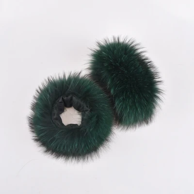 Raccoon fur green Манжеты из лисьего меха, настоящие манжеты из лисьего меха, теплый женский браслет, настоящие меховые манжеты, перчатки, манжеты из меха енота, PYCCKNN MEX - Цвет: Raccoon fur green