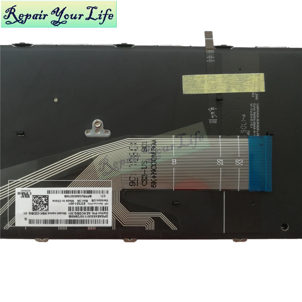 Английская клавиатура для ноутбука HP Probook 450 G3 455 G4 470 черная с подсветкой 837551 001