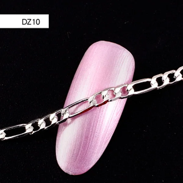 Style10 50 см цепочка для ногтей, ювелирные изделия в стиле панк, Очаровательная металлическая цепочка, рыбья кость, золото и серебро, полые 3D навыки, DIY дизайн, аксессуары, инструменты для ногтей - Цвет: Style10