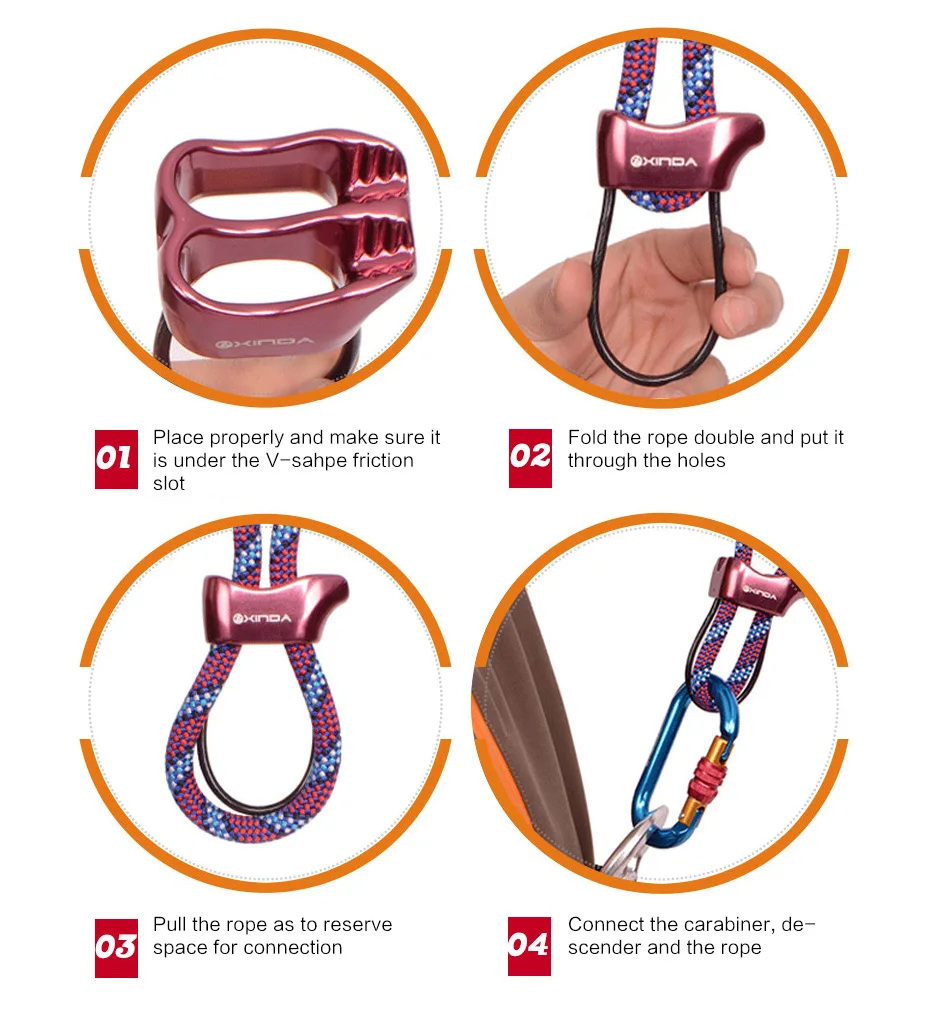 XINDA Профессиональный Rappel ATC Belay устройство алюминий 25KN спуск Открытый Отдых и Туризм Скалолазание оборудование
