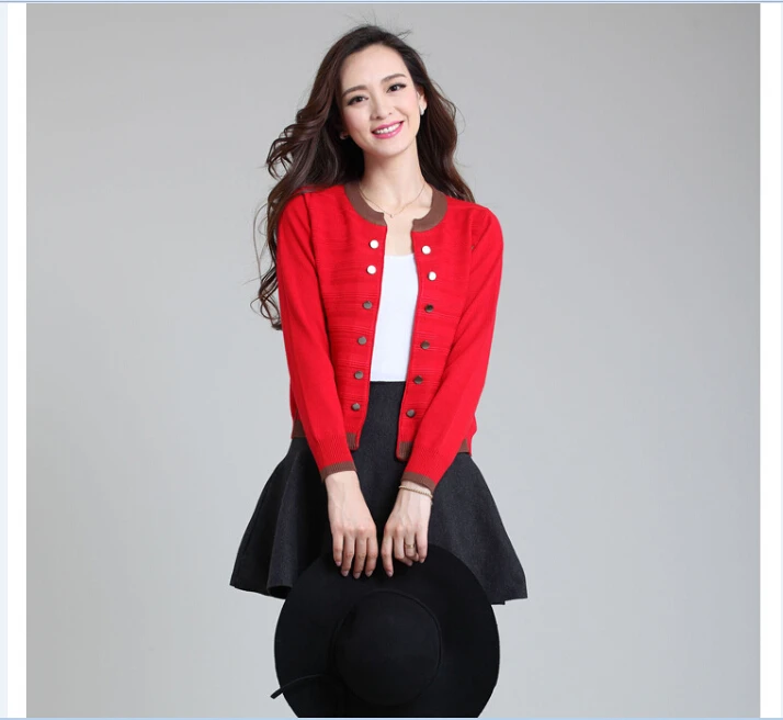 Женский трикотажный кардиган однотонный с длинным рукавом весна-осень |
