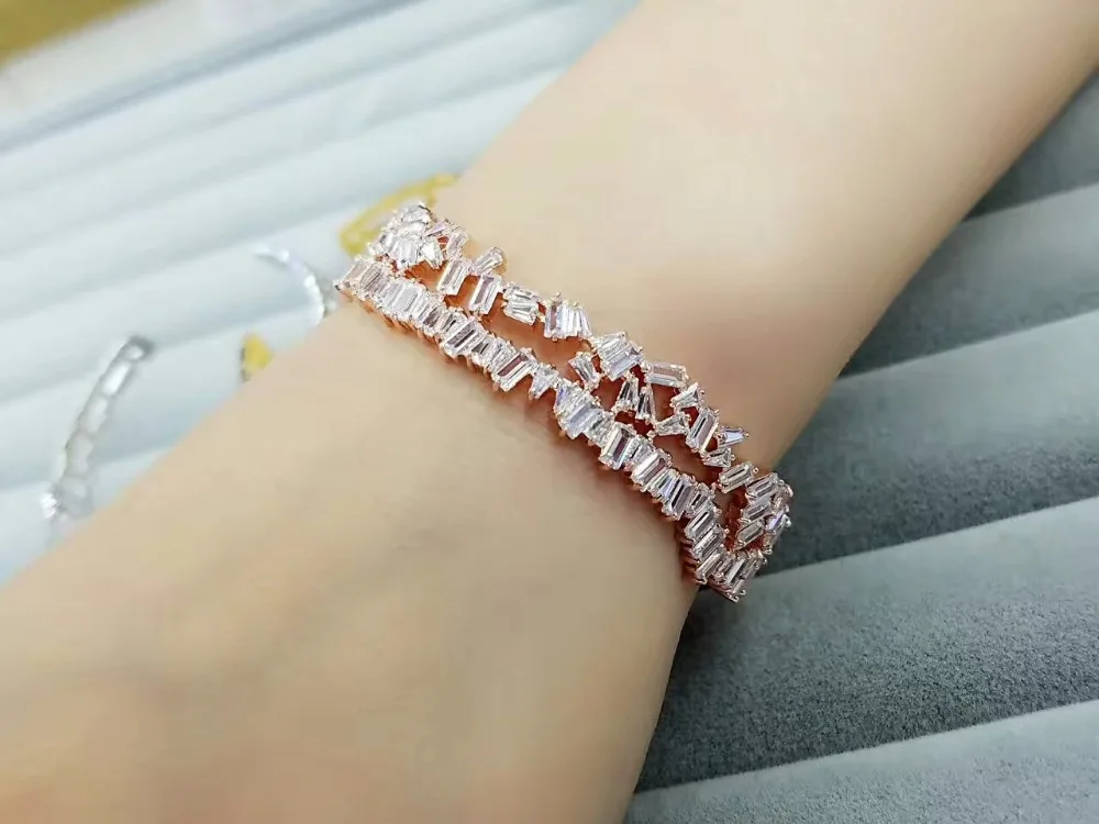 Большой новейший бренд Модный AAA кубический циркон 3 цвета многослойный багет