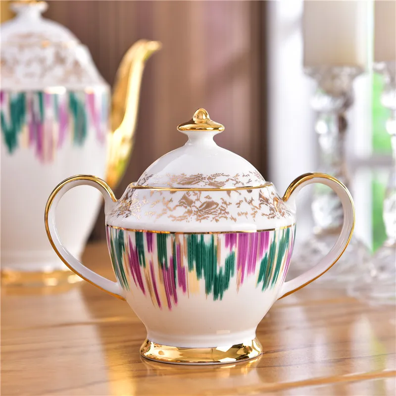 Роскошные плоская чайная чашка блюдце Кофе Чай Reataurant отельный Настольный для молока и сахара кувшин фарфоровый чайник вечерние свадебные подарки на новоселье - Цвет: Яркий