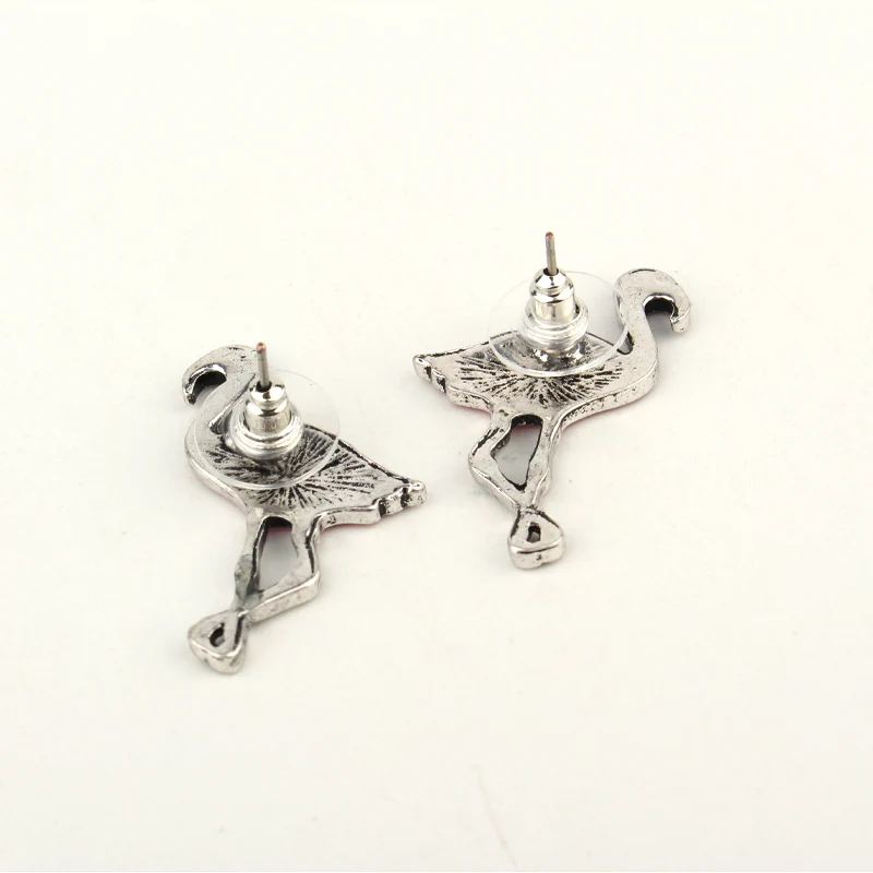 1 пара модные эмалевые серьги в виде фламинго из цинкового сплава для женщин